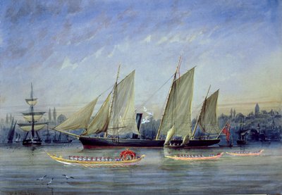 Schepen aangemeerd in de Bosporus door Capt. Charles A. Lodder